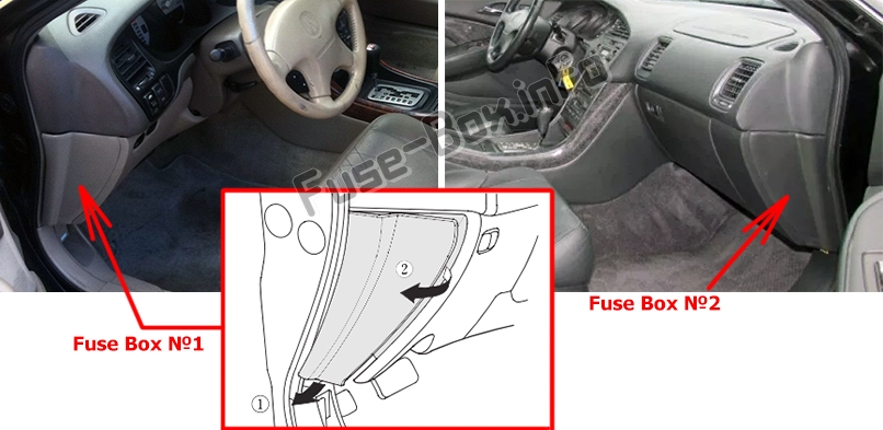 Sigortaların yolcu bölmesindeki yeri: Acura CL (2000-2003)