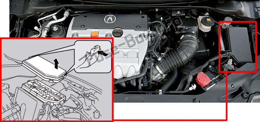 Acura ILX (2013-2018) Motor bölmesindeki sigortaların yeri: