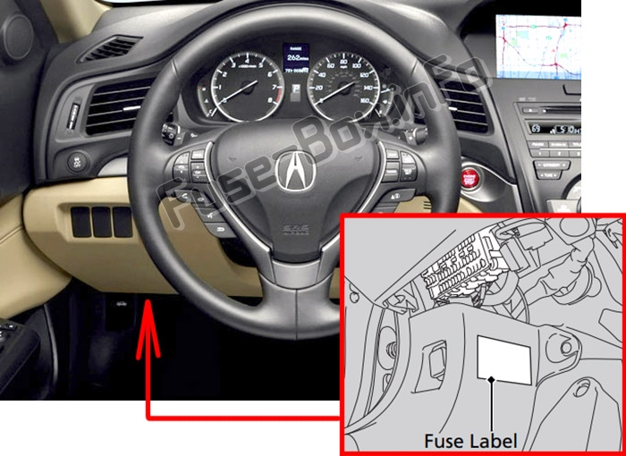Acura ILX (2013-2018) Sigortaların yolcu bölmesindeki yeri