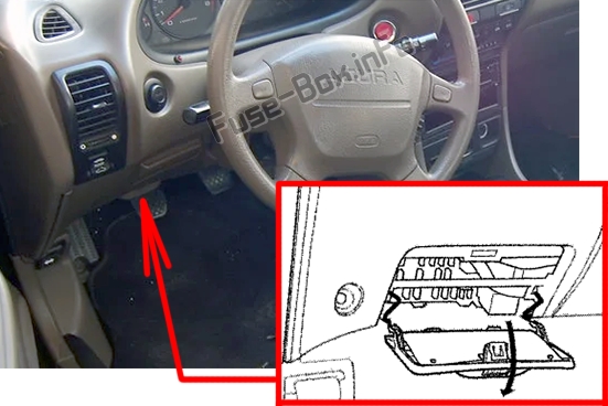 Sigortaların yolcu bölmesindeki yeri: Acura Integra (2000, 2001)