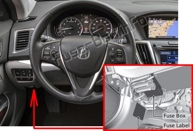 Sigortaların yolcu bölmesindeki yeri: Acura TLX (2014, 2015, 2016, 2017, 2018, 2019 -...)