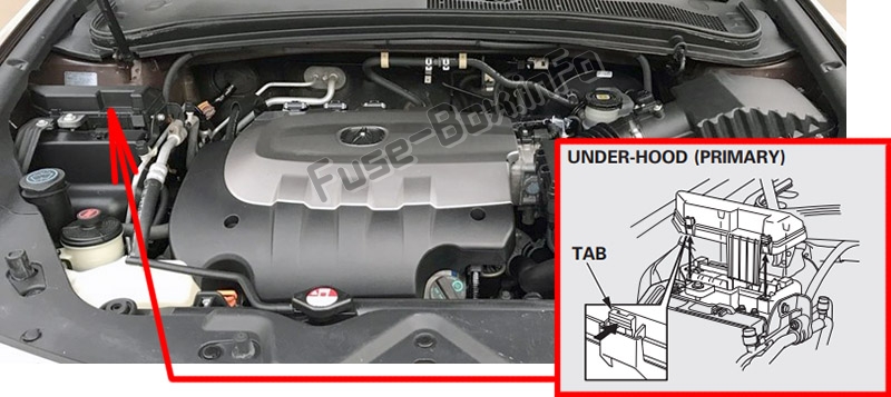 Sigortaların motor bölmesindeki yeri: Acura ZDX (2010-2013)