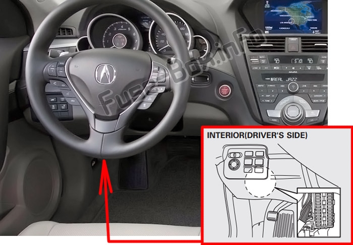 Sigortaların yolcu bölmesindeki yeri: Acura ZDX (2010-2013)