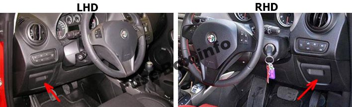 Sigortaların yolcu bölmesindeki yeri: Alfa Romeo MiTo (2014, 2015, 2016, 2017)