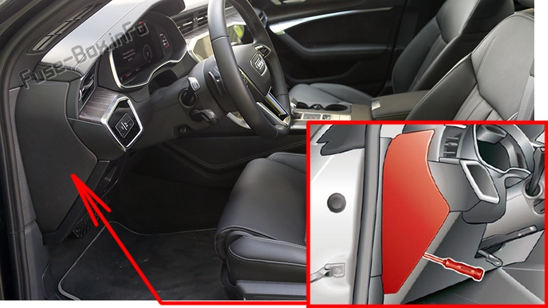 Sigortaların yolcu bölmesindeki yeri: Audi A6 / S6 (2018-2020 ...)