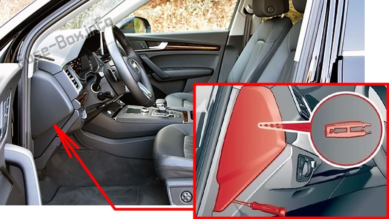 Sigortaların yolcu bölmesindeki yeri: Audi Q5 (2018-2020 ..)