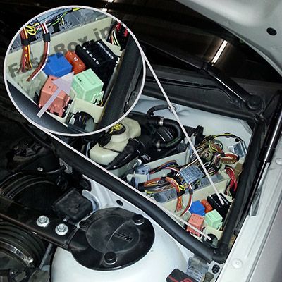 Sigortaların motor bölmesindeki yeri: BMW 3 Serisi (E46; 1998, 1999. 2000, 2001, 2002, 2003, 2004, 2005, 2006)