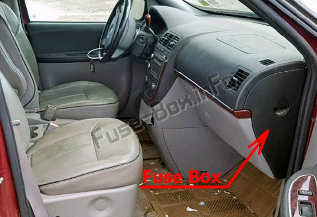 Sigortaların yolcu bölmesindeki yeri: Buick Terraza (2004-2008)