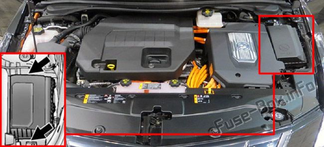 Motor bölmesindeki sigortaların yeri: Cadillac ELR