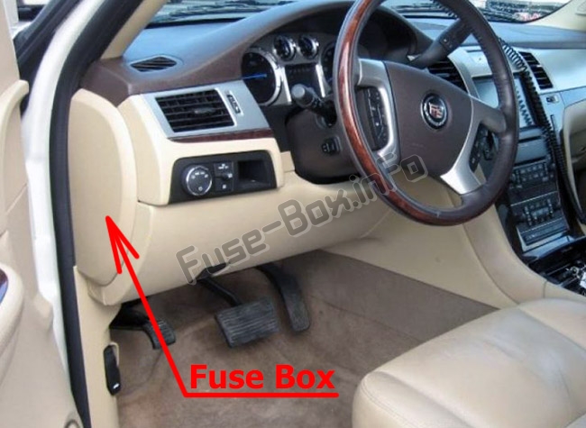 Sigortaların yolcu bölmesindeki yeri: Cadillac Escalade (GMT 900; 2007-2014)