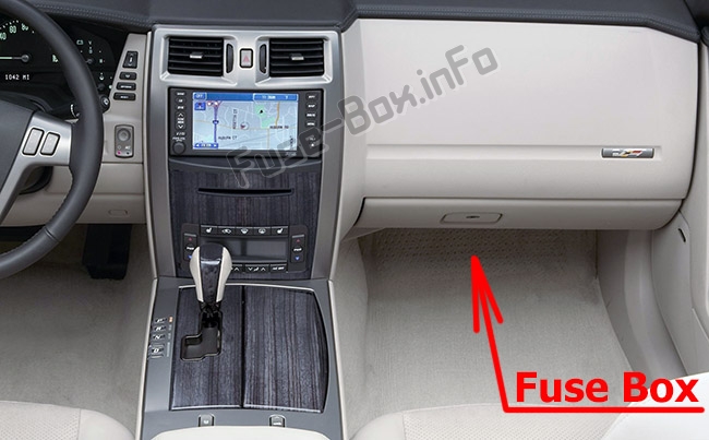 Sigortaların yolcu bölmesindeki yeri: Cadillac XLR (2004-2009)