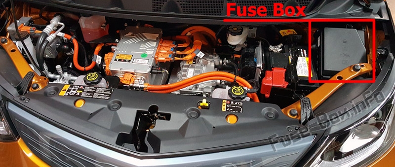 Sigortaların motor bölmesindeki yeri: Chevrolet Bolt EV (2016-2020 ..)