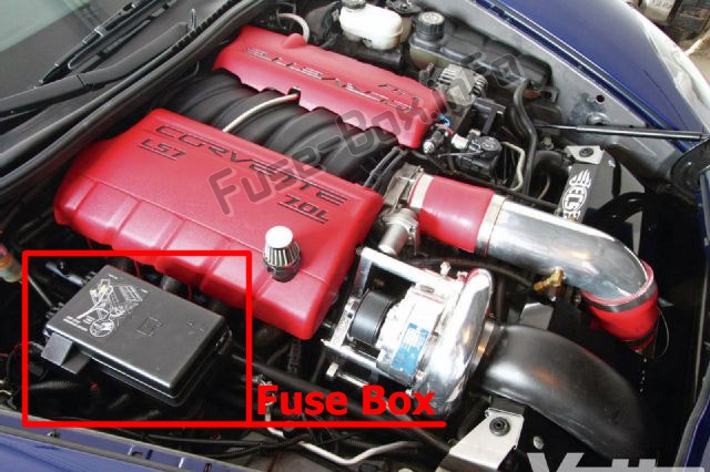 Sigortaların motor bölmesindeki yeri: Chevrolet Corvette (C6; 2005-2013)