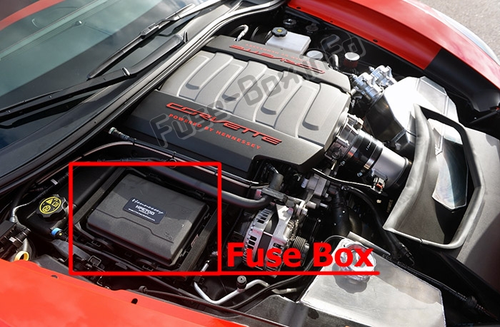 Sigortaların motor bölmesindeki yeri: Chevrolet Corvette (C7; 2014-2019-..)