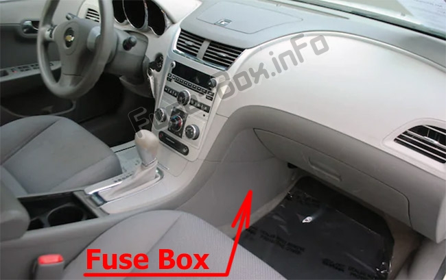 Sigortaların yolcu bölmesindeki yeri: Chevrolet Malibu (2008-2012)