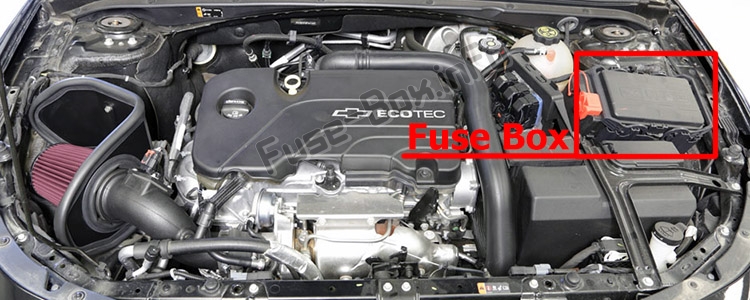 Sigortaların motor bölmesindeki yeri: Chevrolet Malibu (2016-2019- ..)