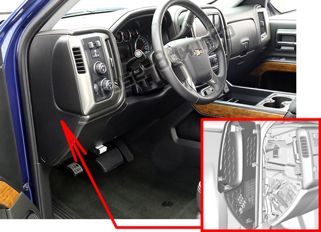 Sigortaların yolcu bölmesindeki yeri: Chevrolet Silverado (mk3; 2014-2018)