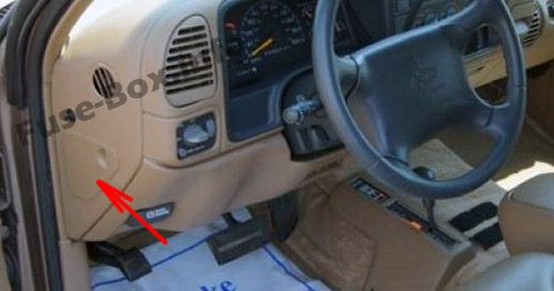 Sigortaların yolcu bölmesindeki yeri: Chevrolet Suburban (1995, 1996, 1997, 1998, 1999)