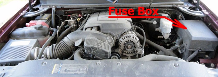 Sigortaların motor bölmesindeki yeri: Chevrolet Suburban (GMT900; 2007-2014)