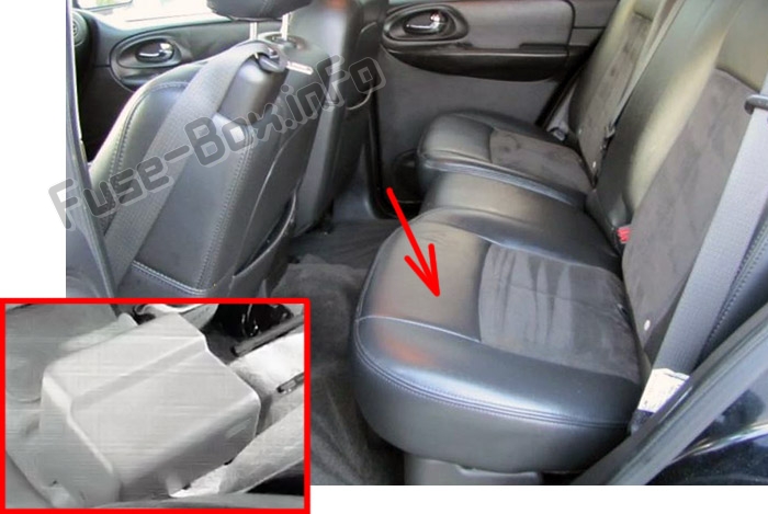 Sigortaların yolcu bölmesindeki yeri: Chevrolet TrailBlazer (2002-2009)