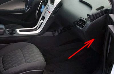 Sigortaların yolcu bölmesindeki yeri: Chevrolet Volt (2011, 2012, 2013, 2014, 2015)