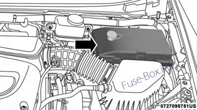 Sigortaların motor bölmesindeki yeri (hibrit): Chrysler Pacifica (2017, 2018, 2019)