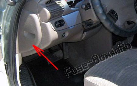 Sigortaların yolcu bölmesindeki yeri: Dodge Stratus (2001, 2002, 2003, 2004, 2005, 2006)
