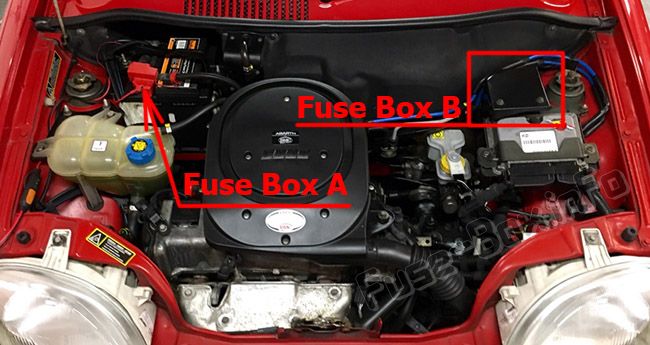 Sigortaların motor bölmesindeki yeri: Fiat Seicento / 600 (2007, 2008, 2009, 2010)