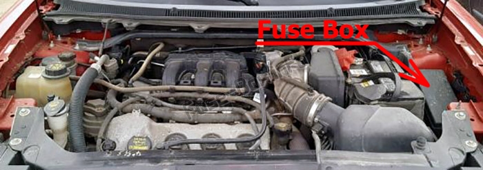 Sigortaların motor bölmesindeki yeri: Ford Flex (2009-2012)