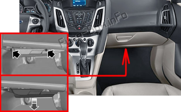 Sigortaların yolcu bölmesindeki yeri: Ford Focus Electric (2012-2018)