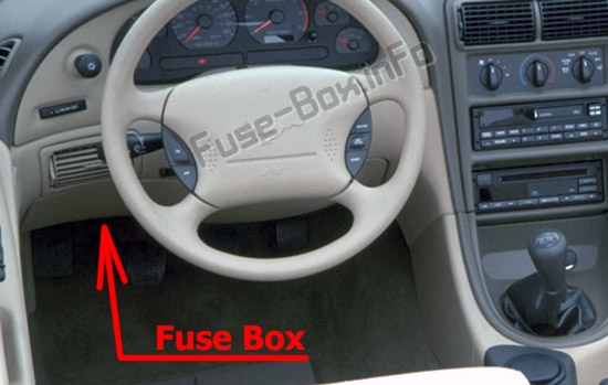 Sigortaların yolcu bölmesindeki yeri: Ford Mustang (1998-2004)