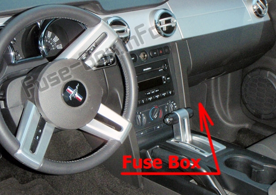 Sigortaların yolcu bölmesindeki yeri: Ford Mustang (2005-2009)