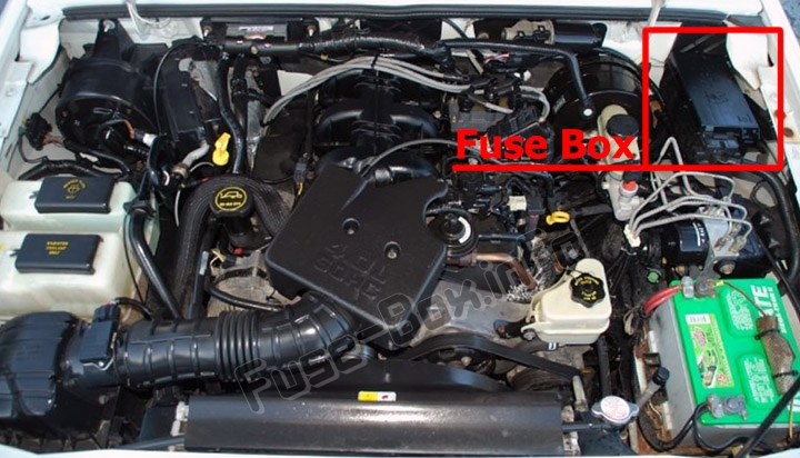 Sigortaların motor bölmesindeki yeri: Ford Ranger (1998-2003)