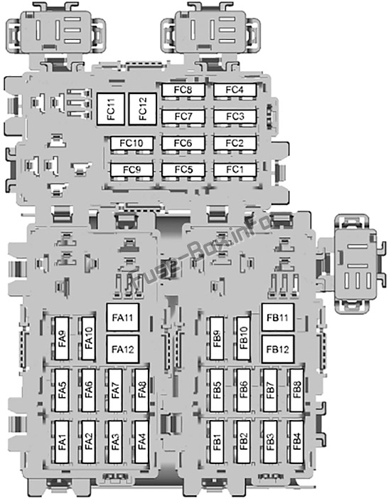 Gövde sigorta kutusu şeması: Ford S-MAX / Ford Galaxy (2006, 2007, 2008, 2009, 2010, 2011, 2012, 2013, 2014)