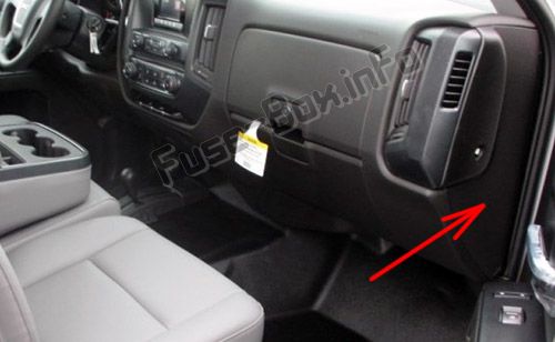 Sigortaların yolcu bölmesindeki yeri: GMC Sierra (2014, 2015, 2016, 2017, 2018, 2019)