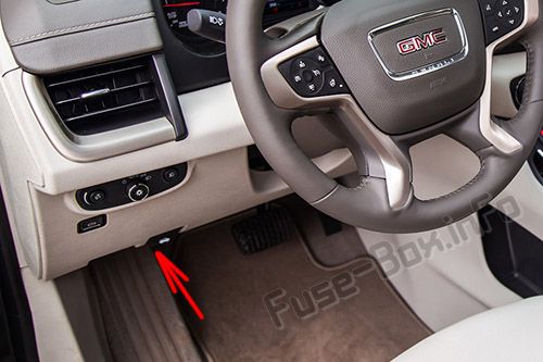 Sigortaların yolcu bölmesindeki yeri: GMC Terrain (2018, 2019 -...)