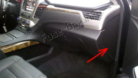 Sigortaların yolcu bölmesindeki yeri: GMC Yukon / XL (2015, 2016, 2017, 2018, 2019)