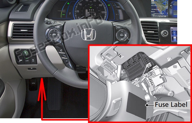 Sigortaların yolcu bölmesindeki yeri: Honda Accord (2013-2017)