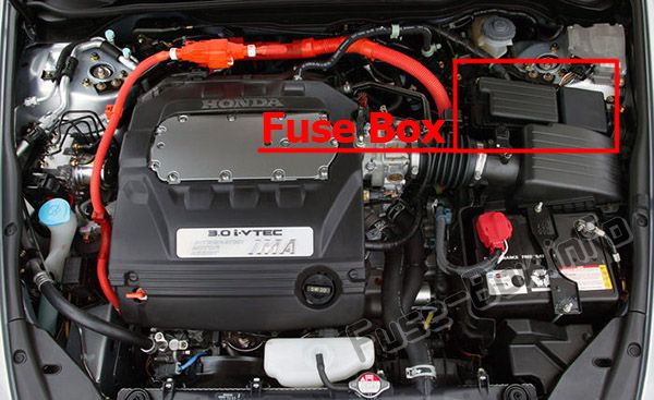 Sigortaların motor bölmesindeki yeri: Honda Accord Hybrid (2005, 2006)