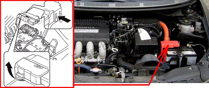 Sigortaların motor bölmesindeki yeri: Honda CR-Z (2011-2016)