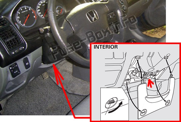 Sigortaların yolcu bölmesindeki yeri: Honda Civic Hybrid (2003-2005)