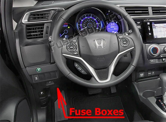 Sigortaların yolcu bölmesindeki yeri: Honda Fit (GK; 2015-2019 ..)