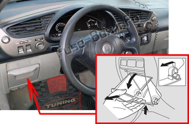 Sigortaların yolcu bölmesindeki yeri: Honda Insight (2000-2006)