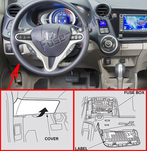 Sigortaların yolcu bölmesindeki yeri: Honda Insight (2010-2014)