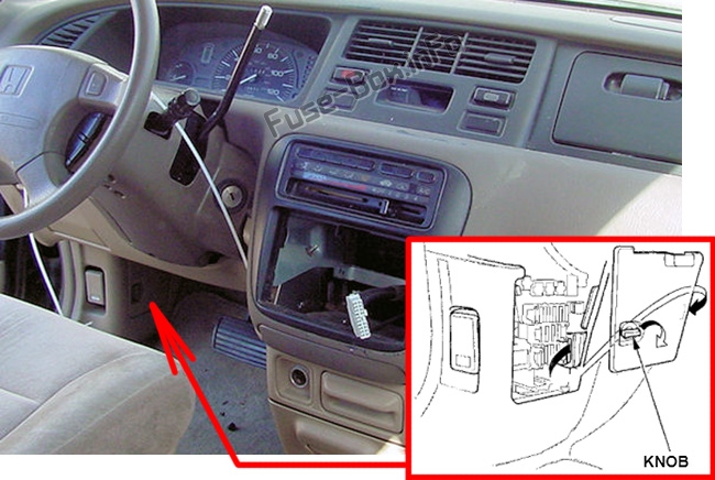Sigortaların yolcu bölmesindeki yeri: Honda Odyssey (1994-1998)