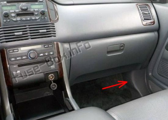 Sigortaların yolcu bölmesindeki yeri: Honda Pilot (2003-2008)