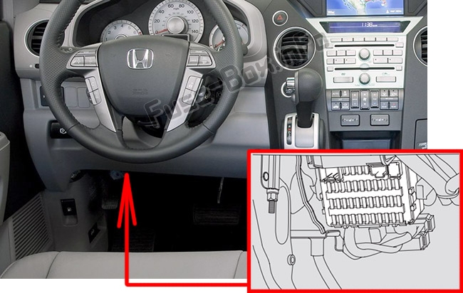 Sigortaların yolcu bölmesindeki yeri: Honda Pilot (2009-2015)
