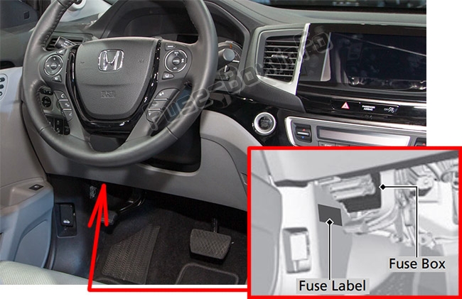 Sigortaların yolcu bölmesindeki yeri: Honda Ridgeline (2017-2019- ..)