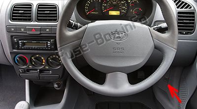 Sigortaların yolcu bölmesindeki yeri: Hyundai Accent (2000-2006)