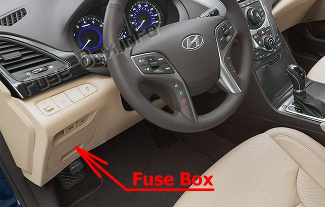 Sigortaların yolcu bölmesindeki yeri: Hyundai Azera (HG; 2011-2017)